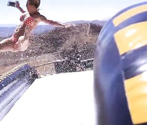 Topless Video - World's Biggest Lube Slide Uncensored version