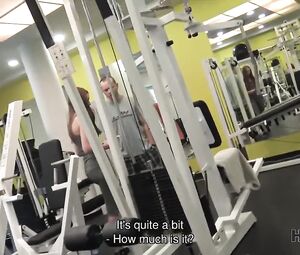 Public Fitness Sex - hot bitch linda sweet is hypo by banknotes so why spreads legs