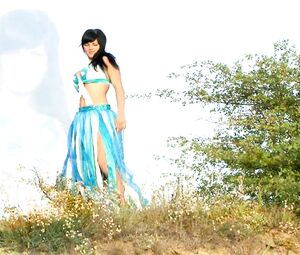 Blue Bikini Girl Outodor with Beauty Big Tits