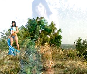 Blue Bikini Girl Outodor with Beauty Big Tits