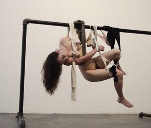 Naked on Stage Art Performance - Katiana Suspendid