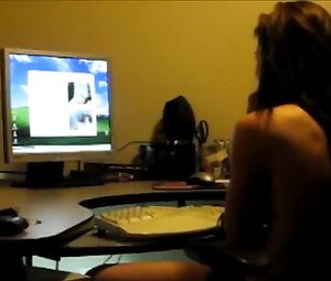 Naked on Stage Guy Watches his Girlfriend Perform on Cam