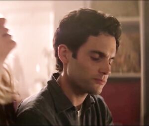 TV series You sex scenes of blonde girl Elizabeth Lail kissing and being humped