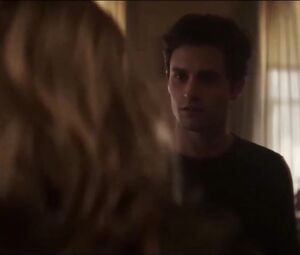 TV series You sex scenes of blonde girl Elizabeth Lail kissing and being humped