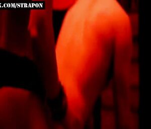 Dominatrix wears strapon to fuck henpecked guy's butt in BDSM moment from drama film