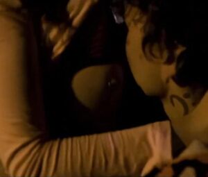 Latina chick with pierced nipples and tattoos gives a real blowjob in Jesus (2016)