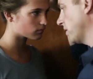 Swedish MILF Alicia Vikander came with man so she had to pay back via blowjob