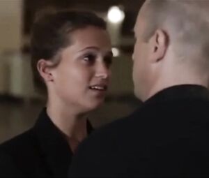 Swedish MILF Alicia Vikander came with man so she had to pay back via blowjob