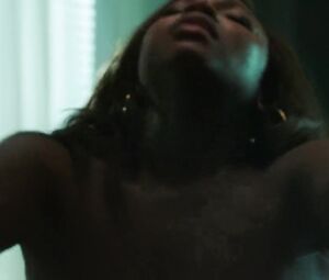 Petite Ebony MILF Naturi Naughton in explicit sex act in bedroom from Power TV series