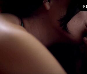 Threesome lesbian sex scene from Good Kisser of brunette and blonde tempting redhead