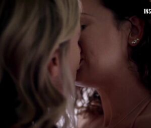 Threesome lesbian sex scene from Good Kisser of brunette and blonde tempting redhead