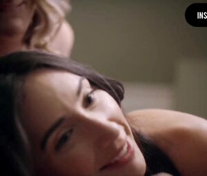 Threesome lesbian sex scene from Good Kisser of brunette and blonde tempting redhead