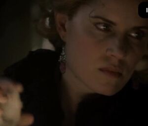 Mustachioed old guy provokes wife to kiss and touches teen's titties in DeadWood Season 1