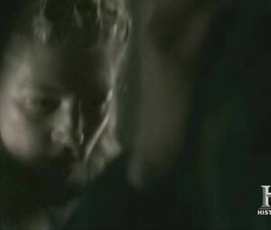Katheryn Winnick from TV series Vikings gets on top of guy and rides him till she cums