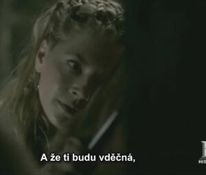 Katheryn Winnick from TV series Vikings gets on top of guy and rides him till she cums