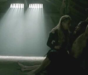 Katheryn Winnick from TV series Vikings gets on top of guy and rides him till she cums