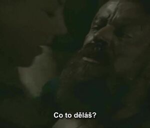 Katheryn Winnick from TV series Vikings gets on top of guy and rides him till she cums