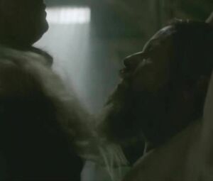 Katheryn Winnick from TV series Vikings gets on top of guy and rides him till she cums