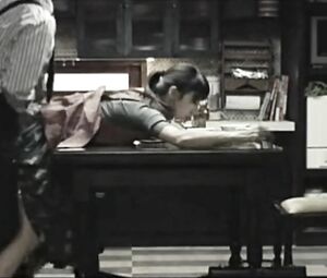 Hot oriental love satisfies husband with dinner and snatch being bonked on the table