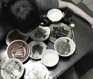 Hot oriental love satisfies husband with dinner and snatch being bonked on the table