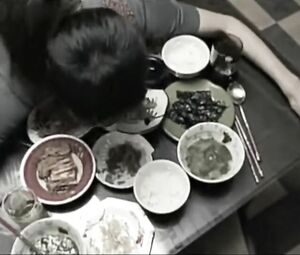 Hot oriental love satisfies husband with dinner and snatch being bonked on the table