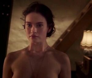 Enjoy sex scene of Lily James nude with beautiful features and petite body being fucked