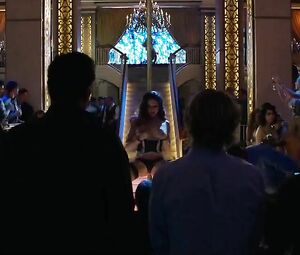 Explicit scene in the striptease club from comedy film The Internship with pole-dances