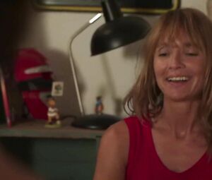 Tempting actress watches handsome young man getting naked and throws herself at him