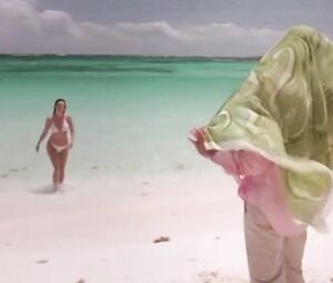 Naked and half-naked babes are wet and come out of water shocking with their bodies