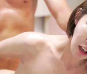 Explicit sex scene of oriental girl from the Korean movie who gets humped and creampied