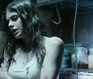 Alexandra Daddario tries to expose titties in different situations in feature movies