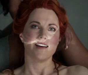 Brutal man makes movie star Katrina Law sweat waiting for fucking in TV series Spartacus