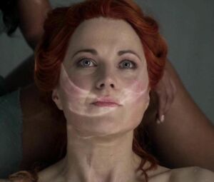 Brutal man makes movie star Katrina Law sweat waiting for fucking in TV series Spartacus