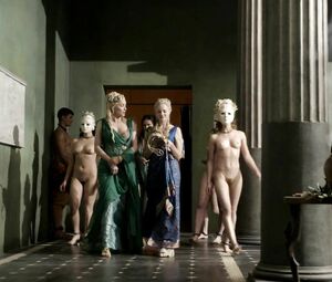 Brutal man makes movie star Katrina Law sweat waiting for fucking in TV series Spartacus