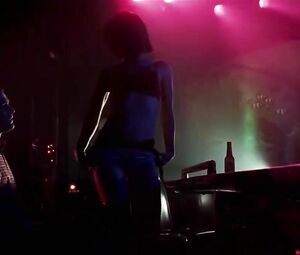 Striptease moment of Olivia Wilde who moves body on man's lap and moans for money
