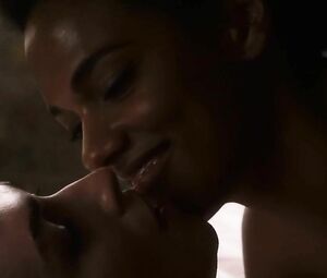 Sweet and sexy black MILF Freema Agyeman bangs white charmer with the thick strapon