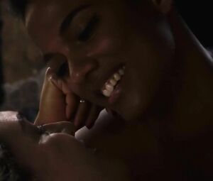 Sweet and sexy black MILF Freema Agyeman bangs white charmer with the thick strapon