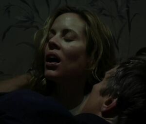 Thoughtless MILF has something wet between legs that needs to be humped on stairs in Blind