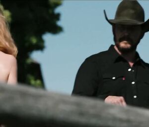 Kelly Reilly's tits make cowboy pay attention to them and fuck the twat in Yellowstone