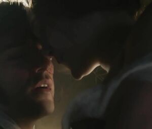 In Secret scene where man with long hair makes it with Elizabeth Olsen and she cums (2013)