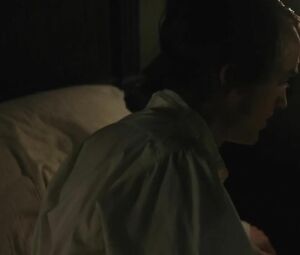 In Secret scene where man with long hair makes it with Elizabeth Olsen and she cums (2013)