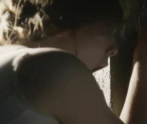 In Secret scene where man with long hair makes it with Elizabeth Olsen and she cums (2013)
