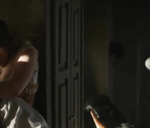 In Secret scene where man with long hair makes it with Elizabeth Olsen and she cums (2013)