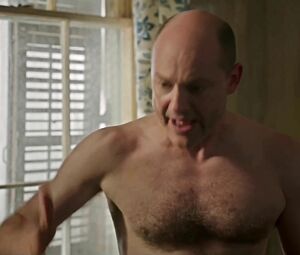 Bald man is too faithful to be carnal with Riki Lindhome in horror movie Hell Baby (2013)