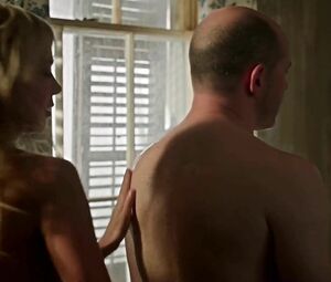 Bald man is too faithful to be carnal with Riki Lindhome in horror movie Hell Baby (2013)