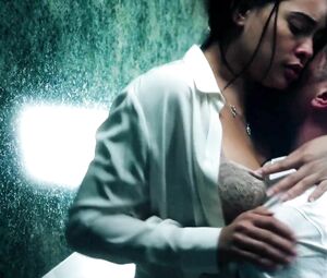 Man entices Natalie Martinez and finally hooks up with her in elevator in Into the Dark