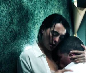 Man entices Natalie Martinez and finally hooks up with her in elevator in Into the Dark
