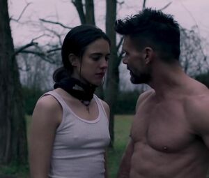 Nude and sex moments of skinny sexual pervert Margaret Qualley from Donnybrook (2018)