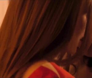 Striptease and lesbian sex scene of two movie stars from the horror movie Trauma (2017)