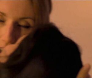 Striptease and lesbian sex scene of two movie stars from the horror movie Trauma (2017)